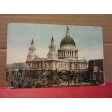 the dome, ST PAULS Cathedral, LONDON used antique postcard by Beagles 1906 pm =