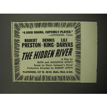 1957 The Hidden River Play Ad - A Vivid Drama, Superbly Played