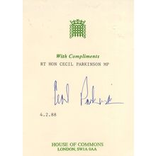 Cecil Parkinson Conservative MP House Of Commons Hand Signed Autograph
