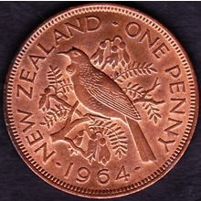 1964 New Zealand 1 Penny Coin