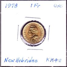 1978 New Hebrides 1 Franc Coin
