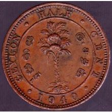 1940 Sri Lanka (Ceylon) 1 Half Cent Coin