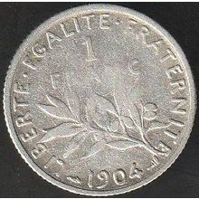 1904 France 1 Franc Silver Coin