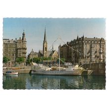 OSCAR'S CHURCH, STOCKHOLM, SWEDEN used vintage postcard 1963 postmark =