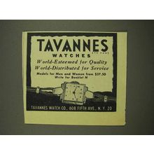 1944 Tavannes Watch Ad - World-Esteemed Quality