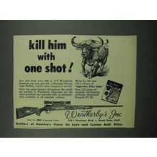 1953 Weatherby Magnum Rifle Ad - African Cape Buffalo