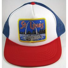 St. Louis Red, White & Blue Snapback Baseball Ball Cap, Mesh Back, Adjustable