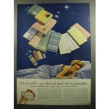 1952 Wamsutta Linens Ad - Be bountiful.. give sheet and towel sets by Wamsutta