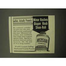 1957 Mexsana Powder Ad - Soothes, actually prevents minor rashes diaper rash