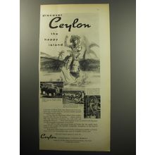 1957 Ceylon Government Tourist Bureau Ad - Discover Ceylon the happy island