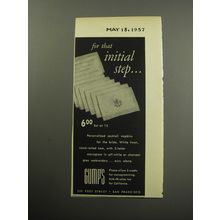 1957 Gump's Cocktail Napkins Advertisement - For that initial step