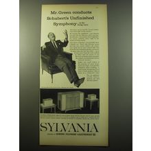 1960 Sylvania Concert Baton Model 55C16W Stereo Ad - Mr. Green conducts