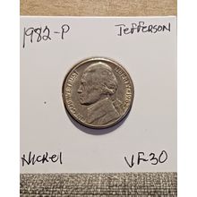1- 1982 P ( CIRCULATED- VF30 ). THOMAS JEFFERSON NICKEL.