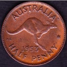 1953 A. Australia 1 Half Penny Coin