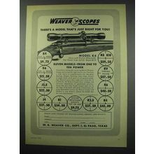 1954 Weaver K4 scope Ad - Model That's Right For You