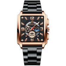 BINBONG B6575 Men Vintage Square Multifunctional Waterproof Luminous Quartz Watc