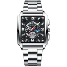 BINBONG B6575 Men Vintage Square Multifunctional Waterproof Luminous Quartz Watc