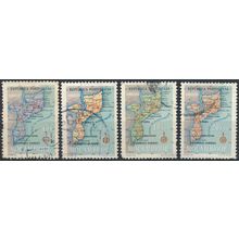 Territories Map: 4 Values - Mozambique 1954 - FH - MiNr 443/4 & 447/8