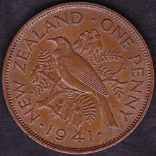 1941 New Zealand 1 Penny Coin