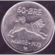 1973 Norway 50 Ore Coin