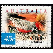Australia 2001 Bird Crimson Chat 45c Used P&S Stamp Crimson Chat 12.5 Perf .