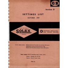 Solex Settings List Section D Agricultural And Marine 1959 944 RCN10001059 PDF