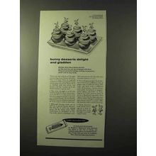1964 Wrigley's Spearmint Gum Ad - Bunny Desserts