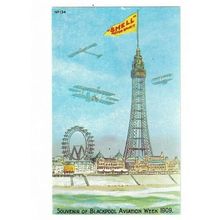 Shell Motor Spirit, Souvenir Of Blackpool 1909, Repro Advertising Postcard.