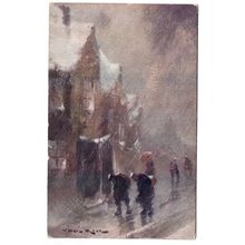 DAVIDSON BROS.ARCADIA SERIES POSTCARD No.7208 SNOWDRIFTS BY PROF VAN HEIR (4280)