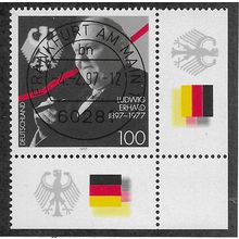 GER 1997 100pf 'LUDWIG ERHARD (CORNER MARGIN)FINE USED (EBID53-871)