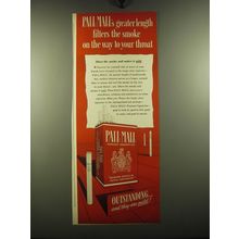 1949 Pall Mall Cigarettes Ad - Pall Mall's greater length filters the smoke on