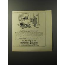 1953 American Express Travelers Cheques Ad - Cartoon by Tom Henderson - Mystery
