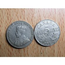 1927 King George v 5 Cents Canada Coin