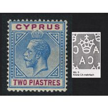 Cyprus George V 2 Piastres 1921 MH SG#92 MI#46