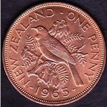 1965 New Zealand 1 Penny Coin