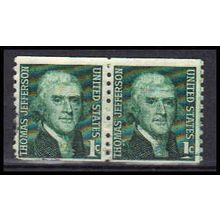 Used 1299 1c Thomas Jefferson Barely Clears Pair KA6199