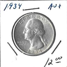 1934 US Silver Washington Quarter AU/UNC