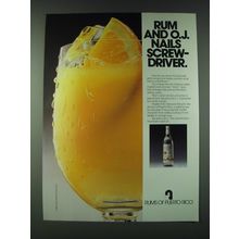1989 Rums of Puerto Rico Ad - Rum and O.J. Nails Screwdriver