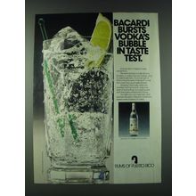 1989 Rums of Puerto Rico Ad - Bacardi bursts Vodka's bubble in a taste test