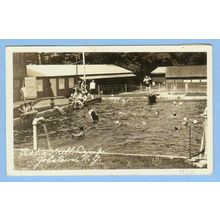 New Jersey Jobstown Indian Hill Camp Real Photo RPPC View Of People Swimmi~734