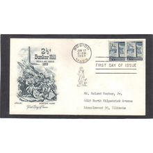 FDC Fleetwood 1034 2 1/2c Bunker Hill Pair (Cachet-Typed/A) CV42103