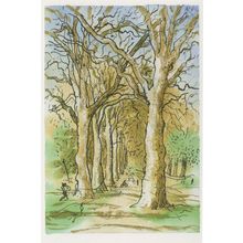 Rotten Row Jogger Autumn Bare Trees London Painting Postcard