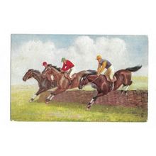 Steeplechasing, The Last Hurdle. Tucks Postcard.