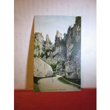 CASTLE ROCK, CHEDDAR GORGE, SOMERSET used antique postcard by Hartmann 1906 pm =