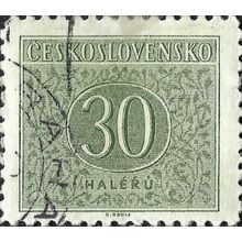 CZECHOSLOVAKIA, Numeral postage due, green-grey 1954, 30h