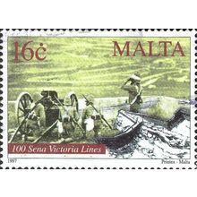MALTA, Plan of Fort and Gun Crew, yellow 1997, 16c