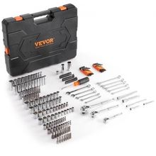 Mechanics Tool Set and Socket Set, 1/4" 3/8" 1/2" Drive Deep and Standard So...