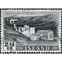Iceland 1956 2,45Kr Value. Watefalls. Andakilsarvirejun. Fine Used