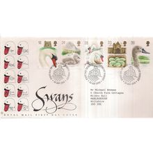 SWANS. 1993 official UK FDC. first day cover as seen Abbotsbury pm #