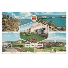 multiview, EASTBOURNE, SUSSEX used postcard.by Elgate 1983 pm #